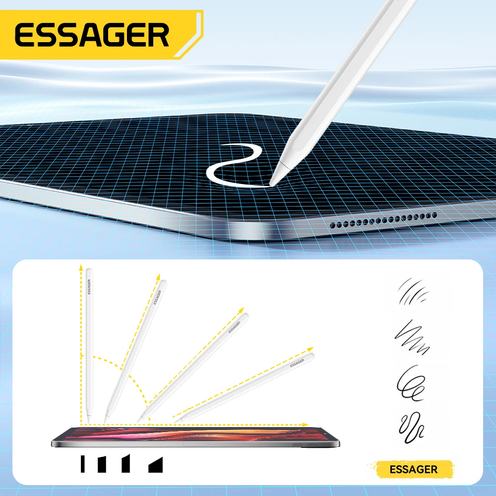 Imagem -05 - Caneta Essager-stylus para Apple Pencil Carregamento sem Fio Caneta de Toque para Tablet Acessórios para Ipad Air Pro Mini 1