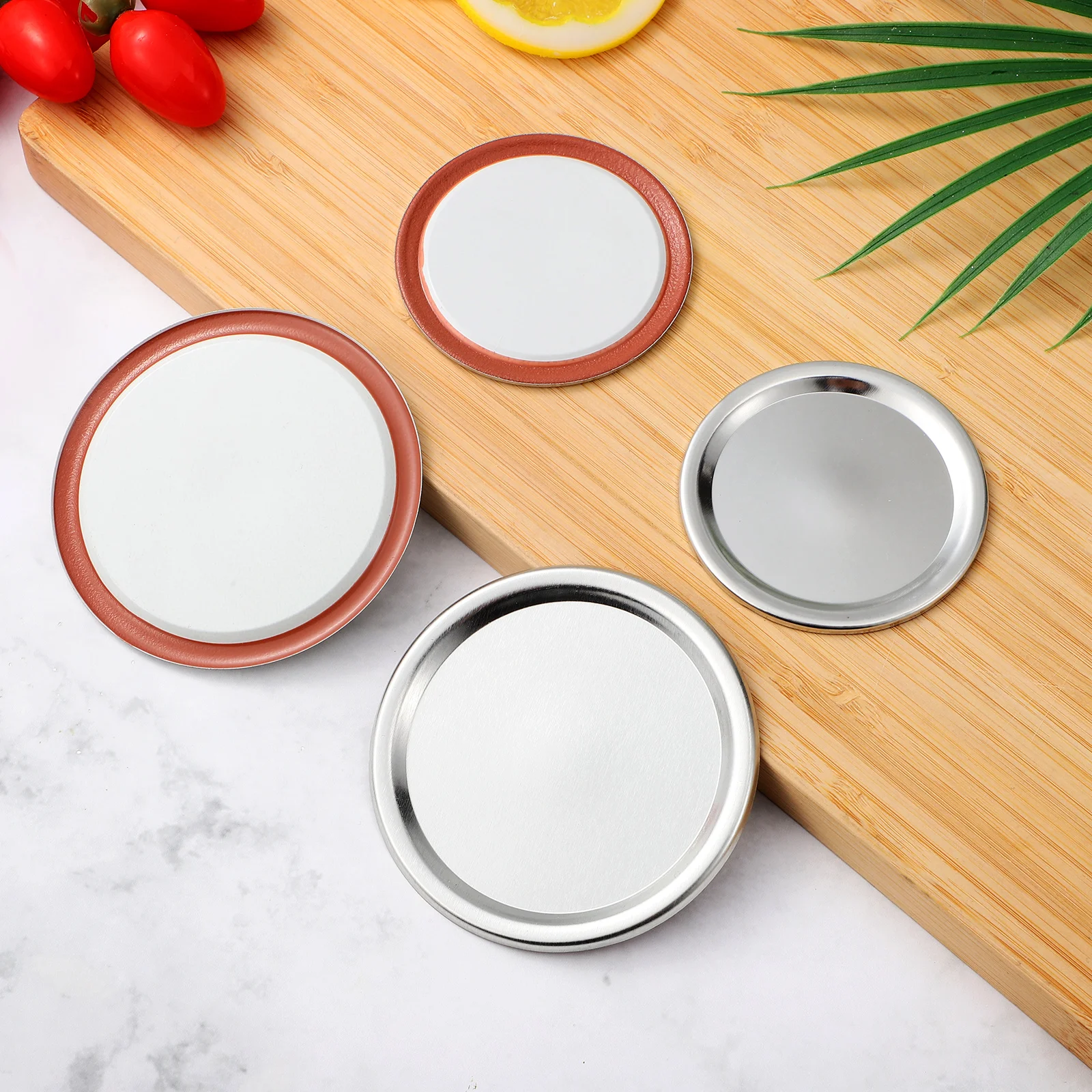 

48 Pcs Mason Cup Lids Reusable Tinplate Covers Caps Wide Mouth Canning Jar Sealer Food Storage Drink Preservation