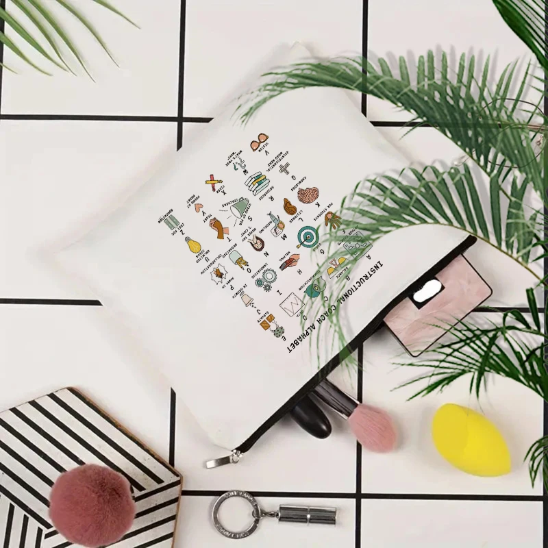 

Instruction Coach Alphabet Canvas Bags Travel Lipstick Perfume Cosmetic Bag Storage Zipper Makeup Case Teacher Assistant Gift