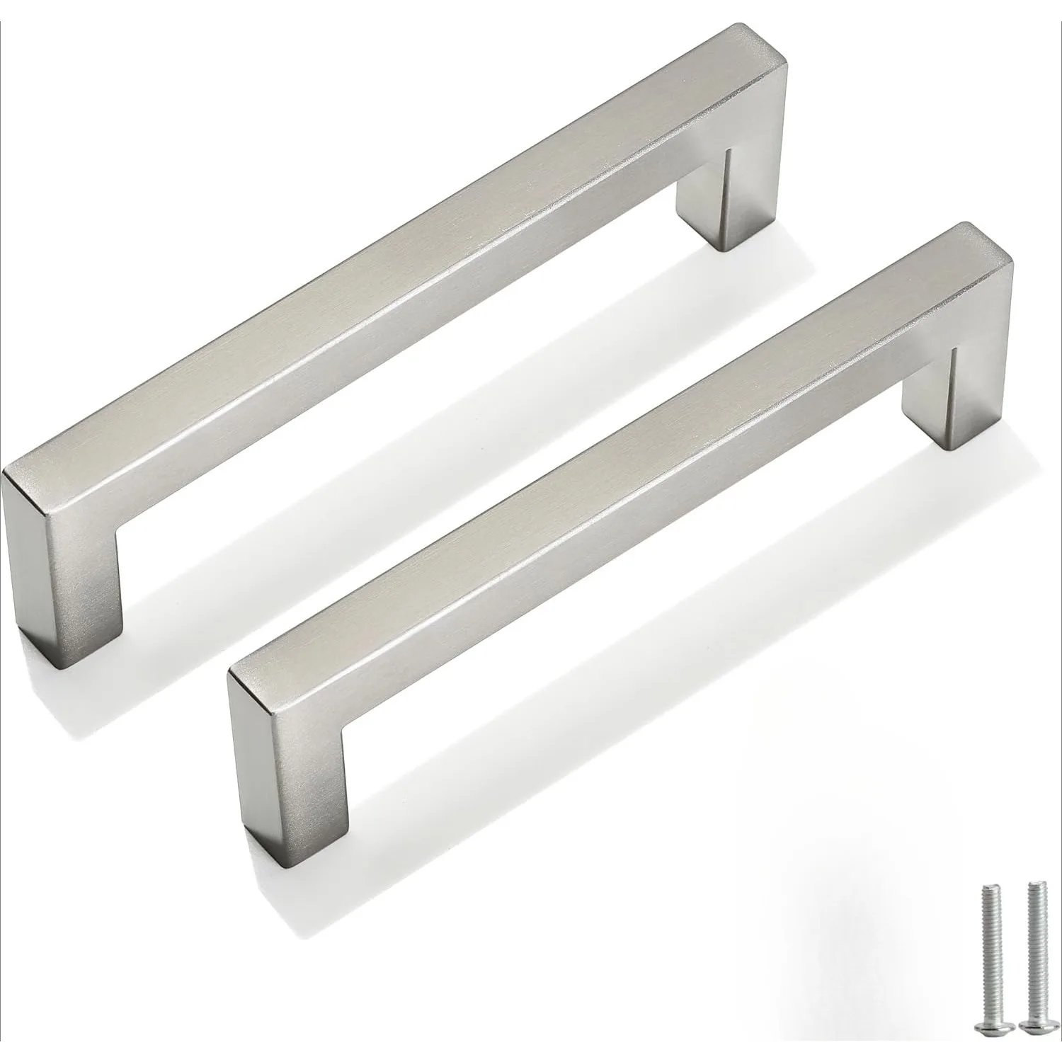 2 Stück Schrankgriffe aus gebürstetem Nickel, Schubladengriffe aus Edelstahl für Küchenschränke, Silber