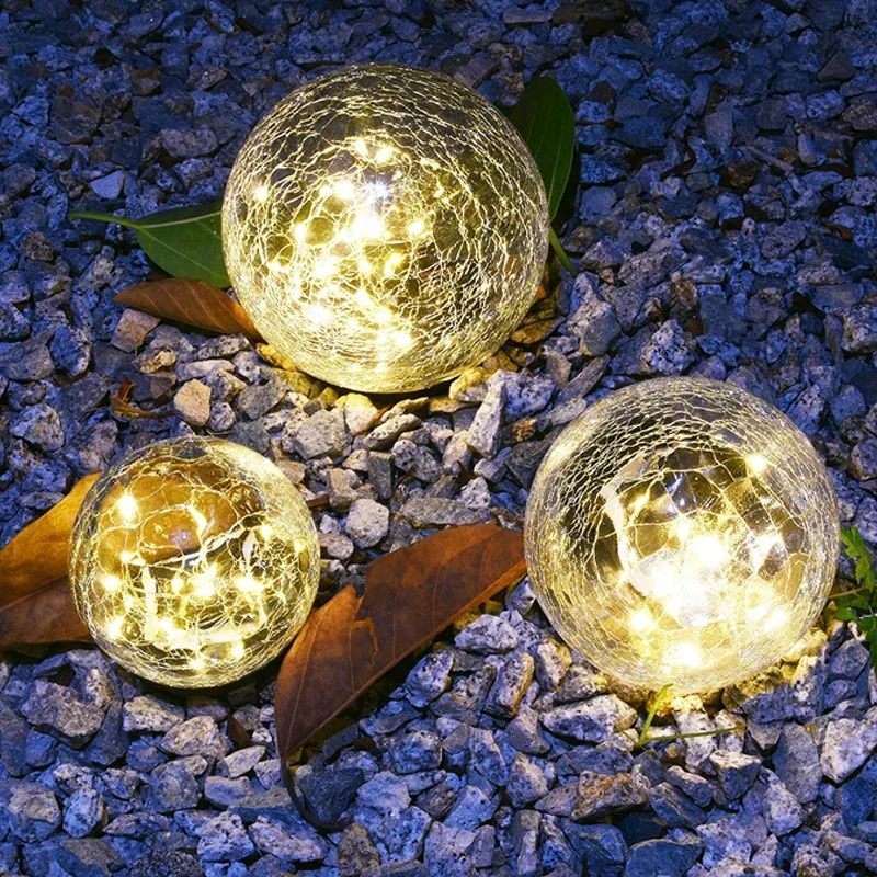 Led Solar Tuinverlichting Buiten Gebarsten Glazen Bal Zonne-Verlichting Waterdichte Tuinlamp Voor Balkon Tuin Villa Straat Decor