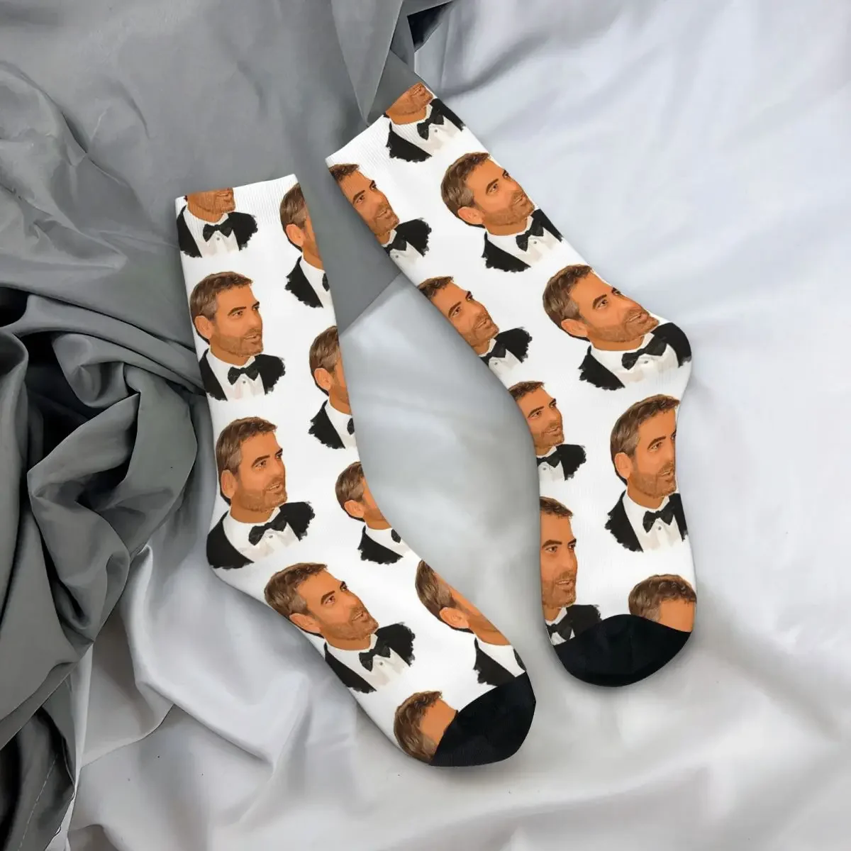 Calcetines con pintura Digital de George Clooney, medias Harajuku, calcetines largos para todas las estaciones, accesorios para regalos de Navidad para hombre y mujer