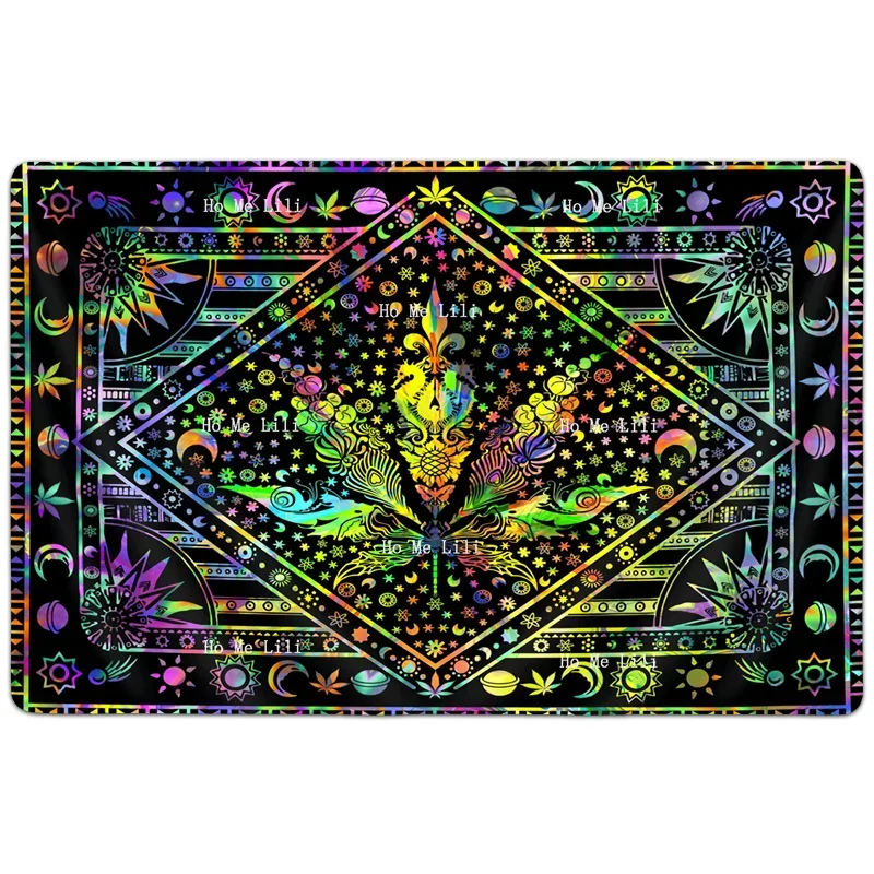 Leaves Mysterious Psychedelic Hippie Sun Moon Pattern Non Slip Flannel Floor Rugs By Ho Me Lili