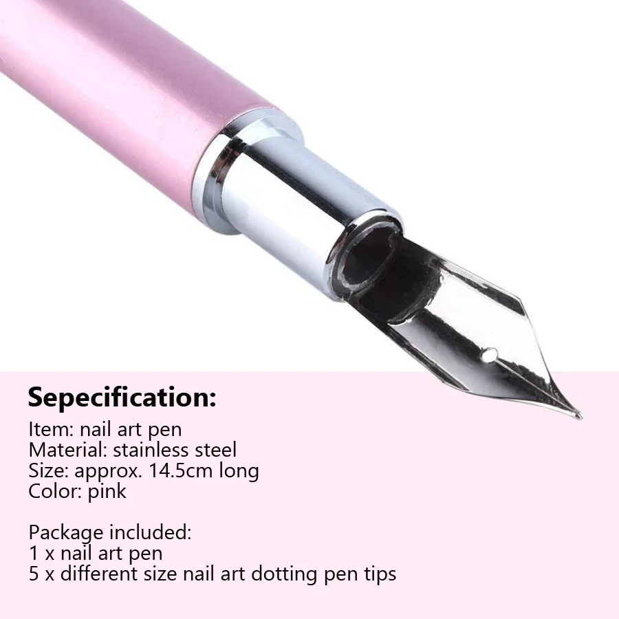 Metal Precision Nail Art Pens Dotting Line Pen Tips for Nails Design Drawing Decoration Set