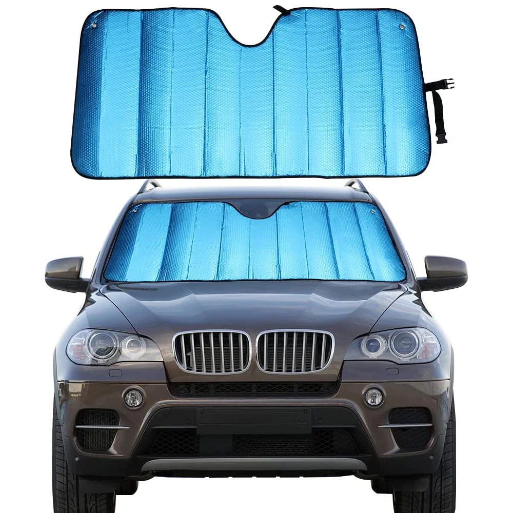 Blue Silver Thickened 5 Layer Front Window Sun Shade Portable Anti UV Protector Screen Car Windshield Sunshade