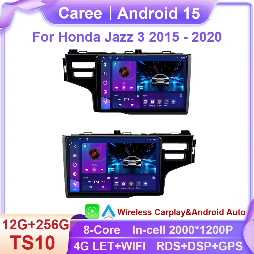 

Android 15 Автомобильный радиоприемник Carplay Auto GPS для Honda Jazz 3 2015-2020 Fit 3 GP GK 2013-2020 QLED WIFI Мультимедийный плеер Навигация