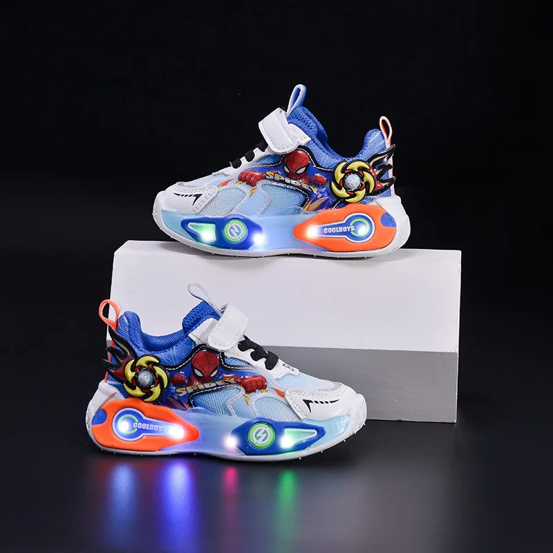 أحذية ديزني الخفيفة للأطفال موضة كارتون سبايدرمان للأولاد أحذية رياضية للبنات أحذية كاجوال قابلة للتنفس أحذية رياضية للأطفال 21-30 #2