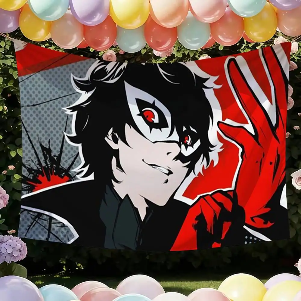 P-Persona 5 Anime Flags Wall Hanging Tapestry Outdoor Garage Room Decorative flag Background Blanket