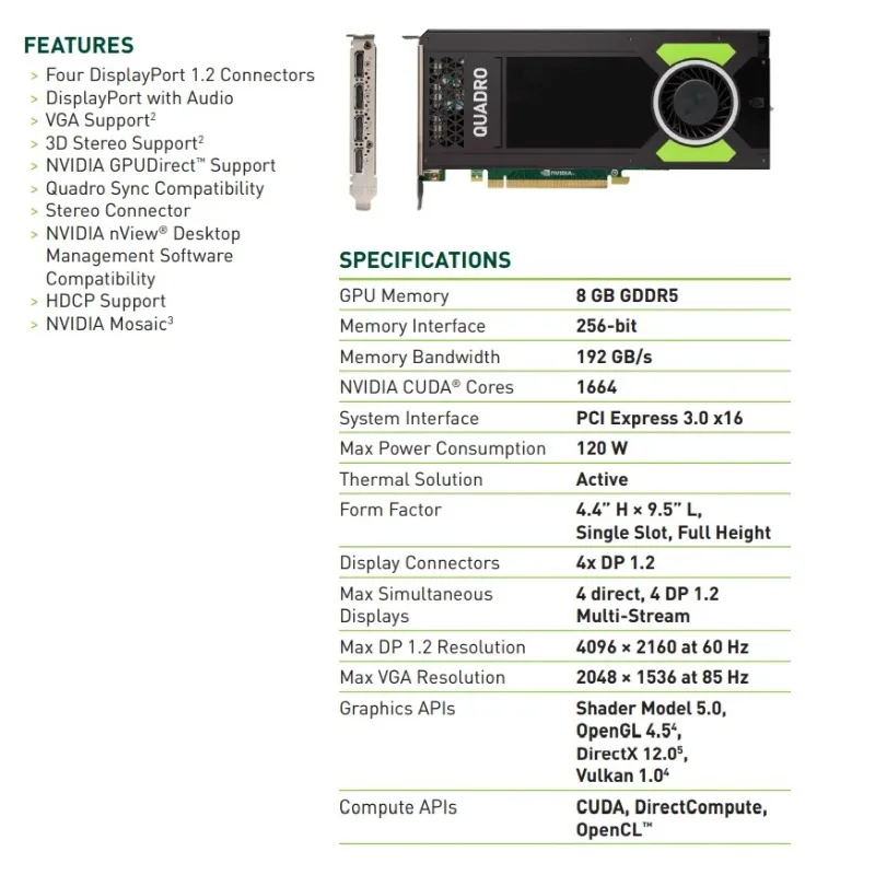 M4000 NVIDIA qudro แบรนด์ดั้งเดิม8GB 256bit GDDR5 PCI Express 3.0x16การ์ดวิดีโอเวิร์กสเตชัน Card90กราฟิกใหม่ %