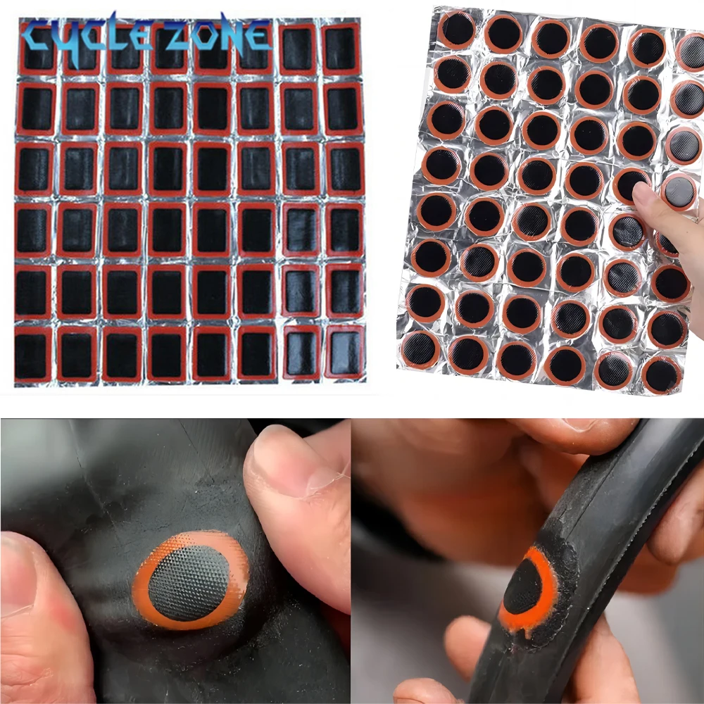 48PCS Łatka do opon rowerowych Zestaw gumowych łatek do naprawy przebicia dętki Wewnętrzna dętka Szybka naprawa Narzędzie do ochrony opon