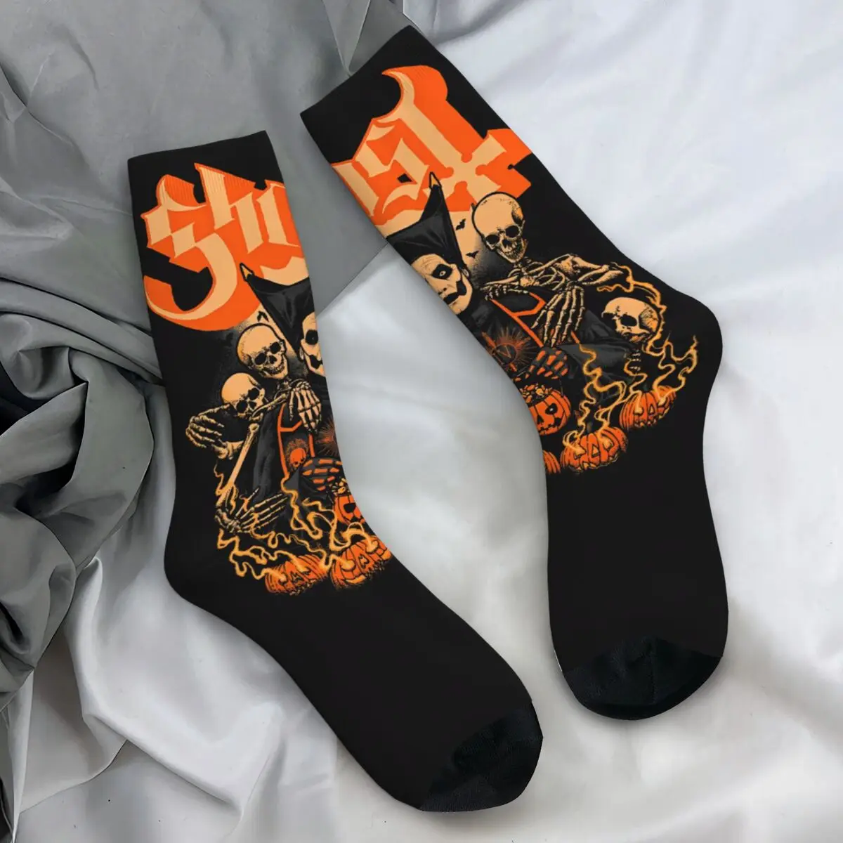 

Swedish Ghost Rock Music Band Socks Halloween Pumpkin Casual Stockings Women Men Cycling Socks Spring Graphic Anti-Slip Socks