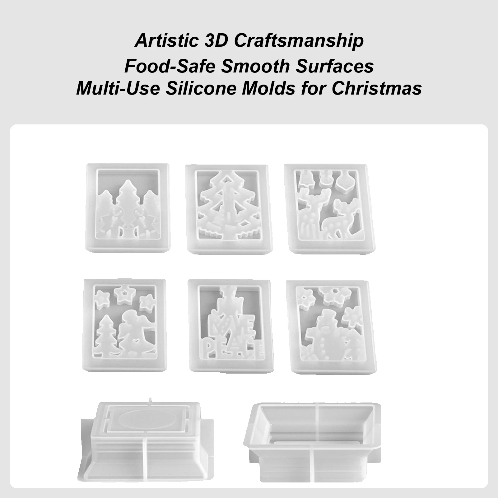 Christmas Molds Silicone Flexible Reusable Lantern Holiday Silicone Molds Christmas Decorations For Wax Plaster Party Lantern