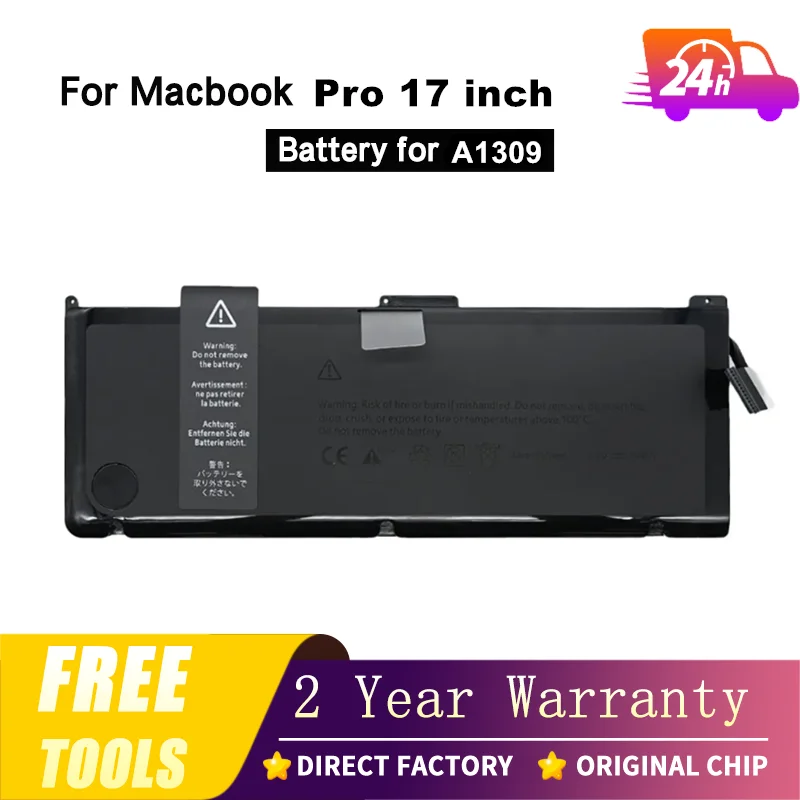 A1309 Battery for Apple Early 2009 Mid 2009 2010 MacBook Pro 17 inch A1297 EMC 2272 A1297 Replacement Batteria with Tools