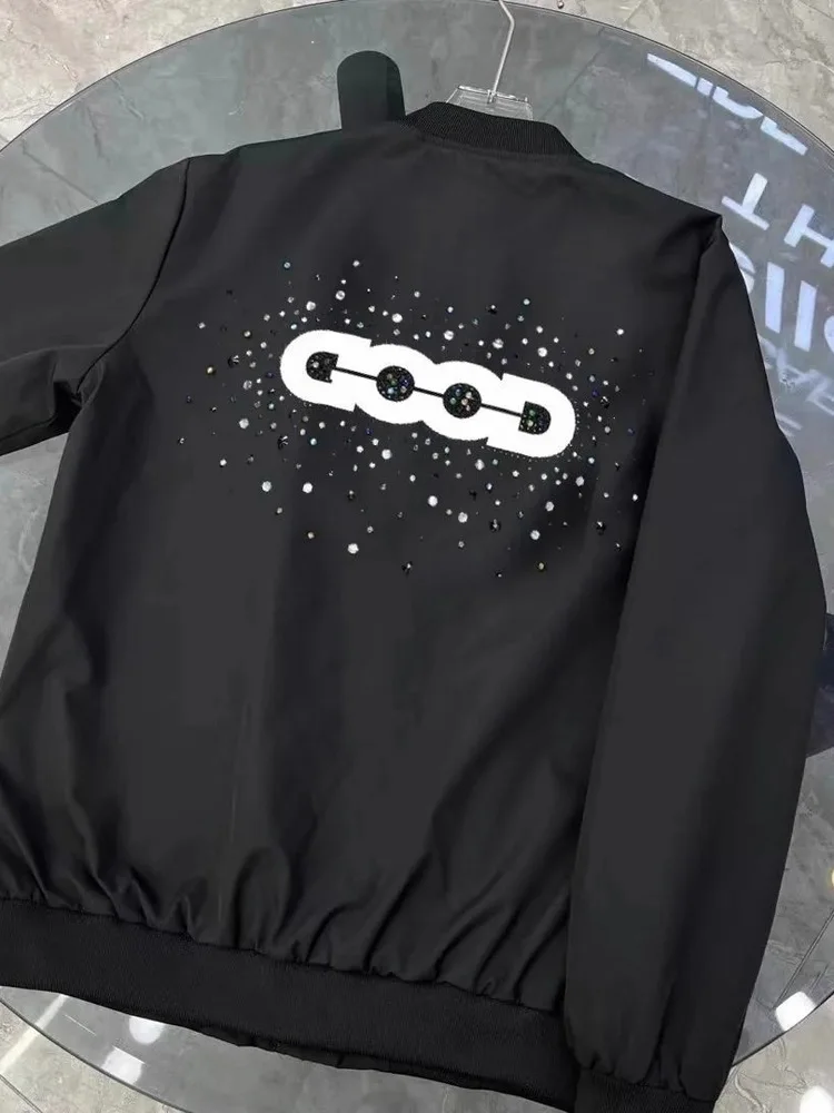 

Модная мужская куртка весна-осень с простым буквенным принтом, воротником-бомбером, легкая, молодежная, из полиэфирного волокна