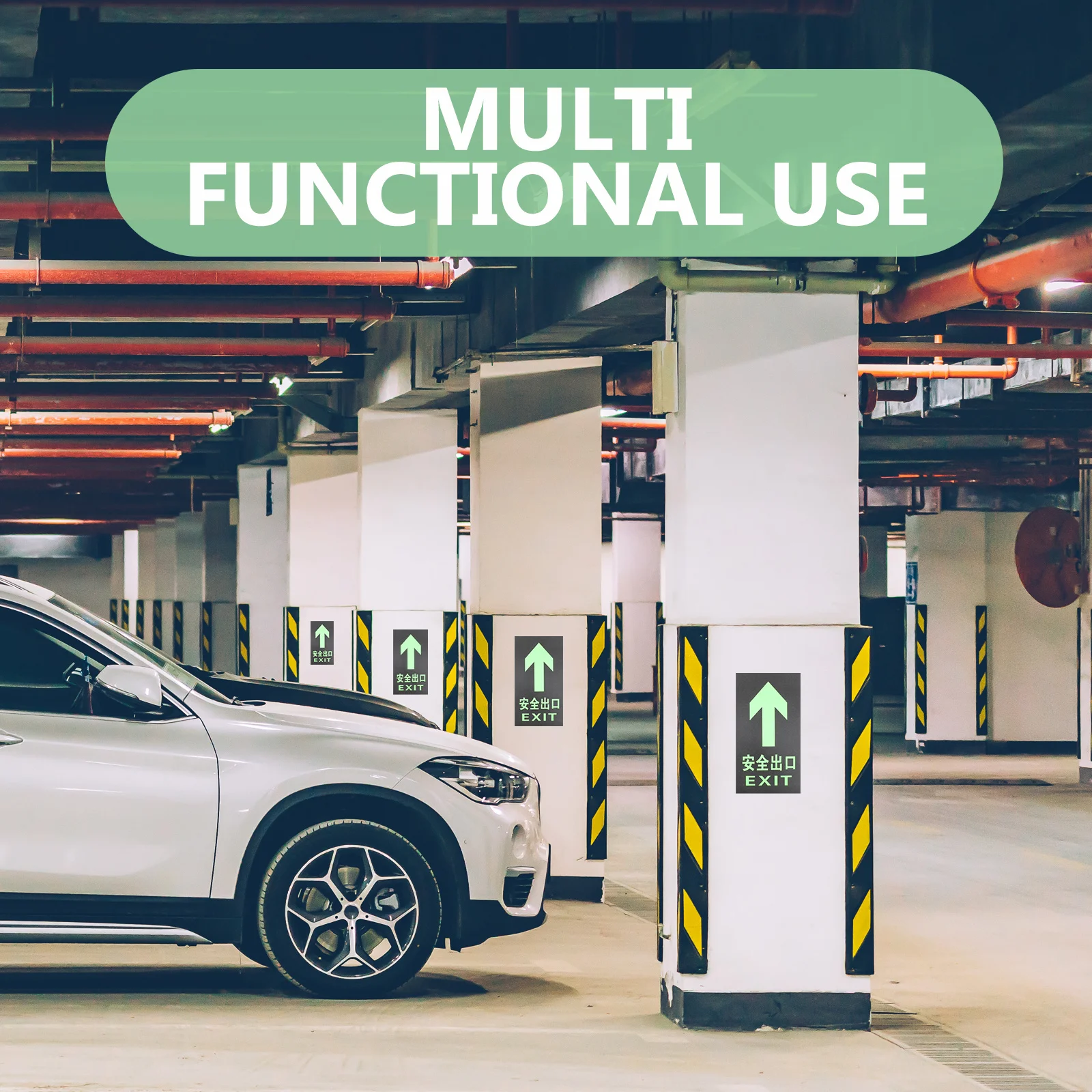 10 قطعة علامة السلامة الليلية توهج مضيئة خروج مائي لخروج الحرائق في حالات الطوارئ ذاتية اللصق بولي كلوريد الفينيل تحذير ملصق توهج في الظلام