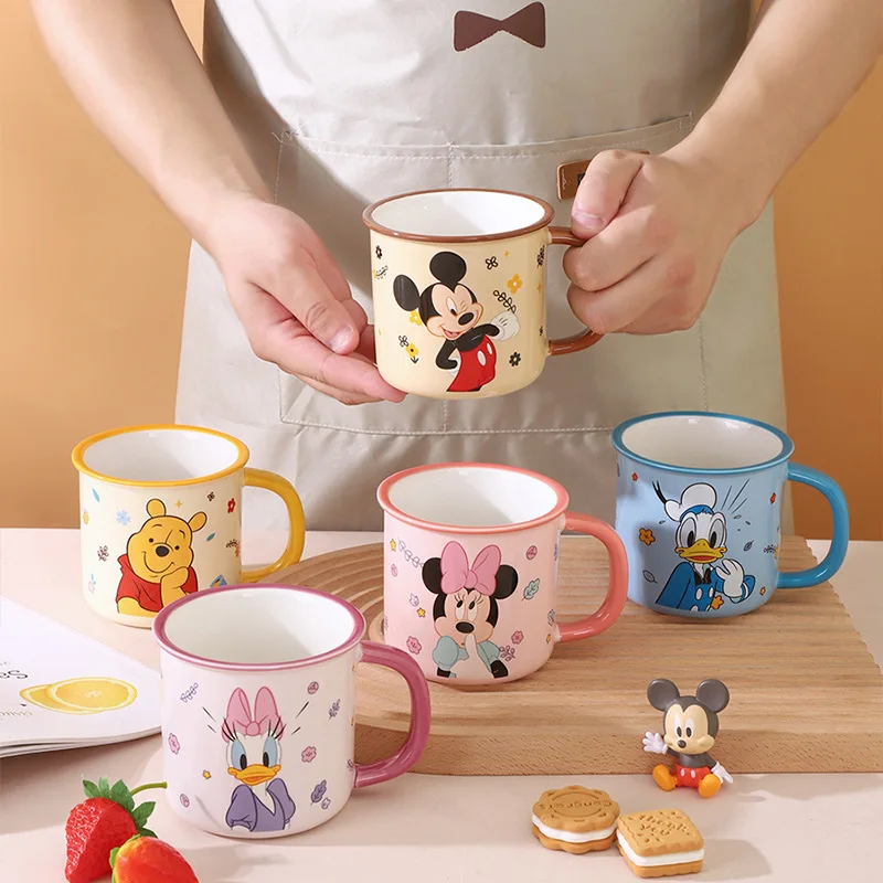 300ML Disney Mickey Mouse Minnie Mouse Coffee Mugs Cute Cartoon Donald Milk Mugs Creative Fashion Mugs Handle Kids Water Cup