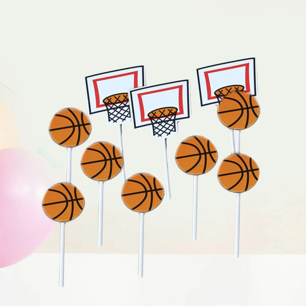 24 Pcs Basketball Cake Topper Decorations Cupcake Drainage Baseball Party Supplies