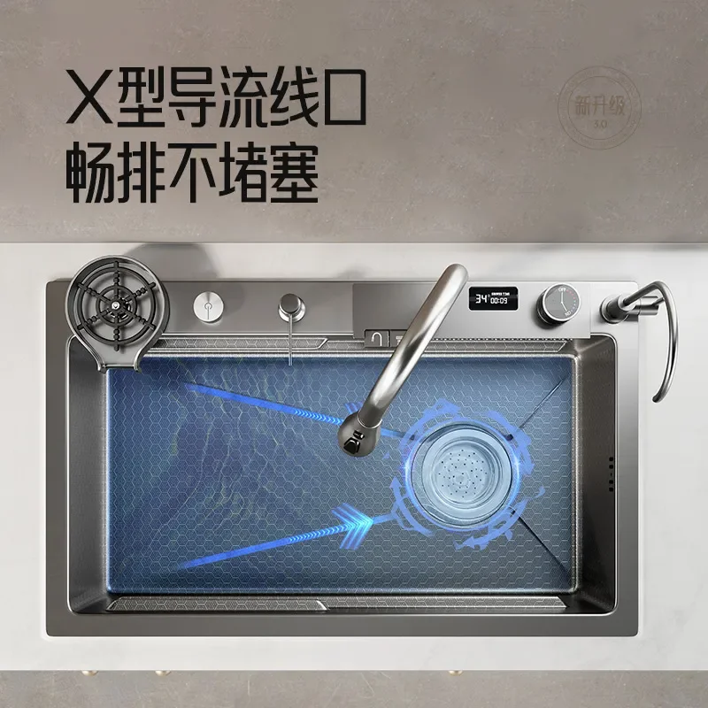for Feiyu Stainless Steel Honeycomb Embossed Sink Large Single Basin Handmade Nano Black Thickened Kitchen Vegetable