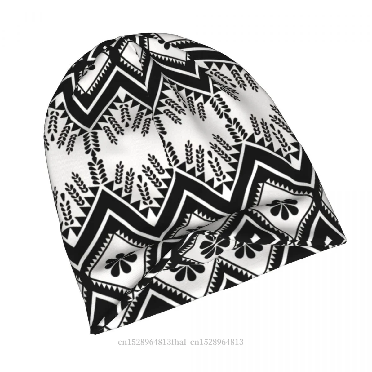 Skullies Beanies Caps Geometric Tribal Seamless Pattern Black And White Thin Hat Bonnet Hats Men Women's Street Ski Cap