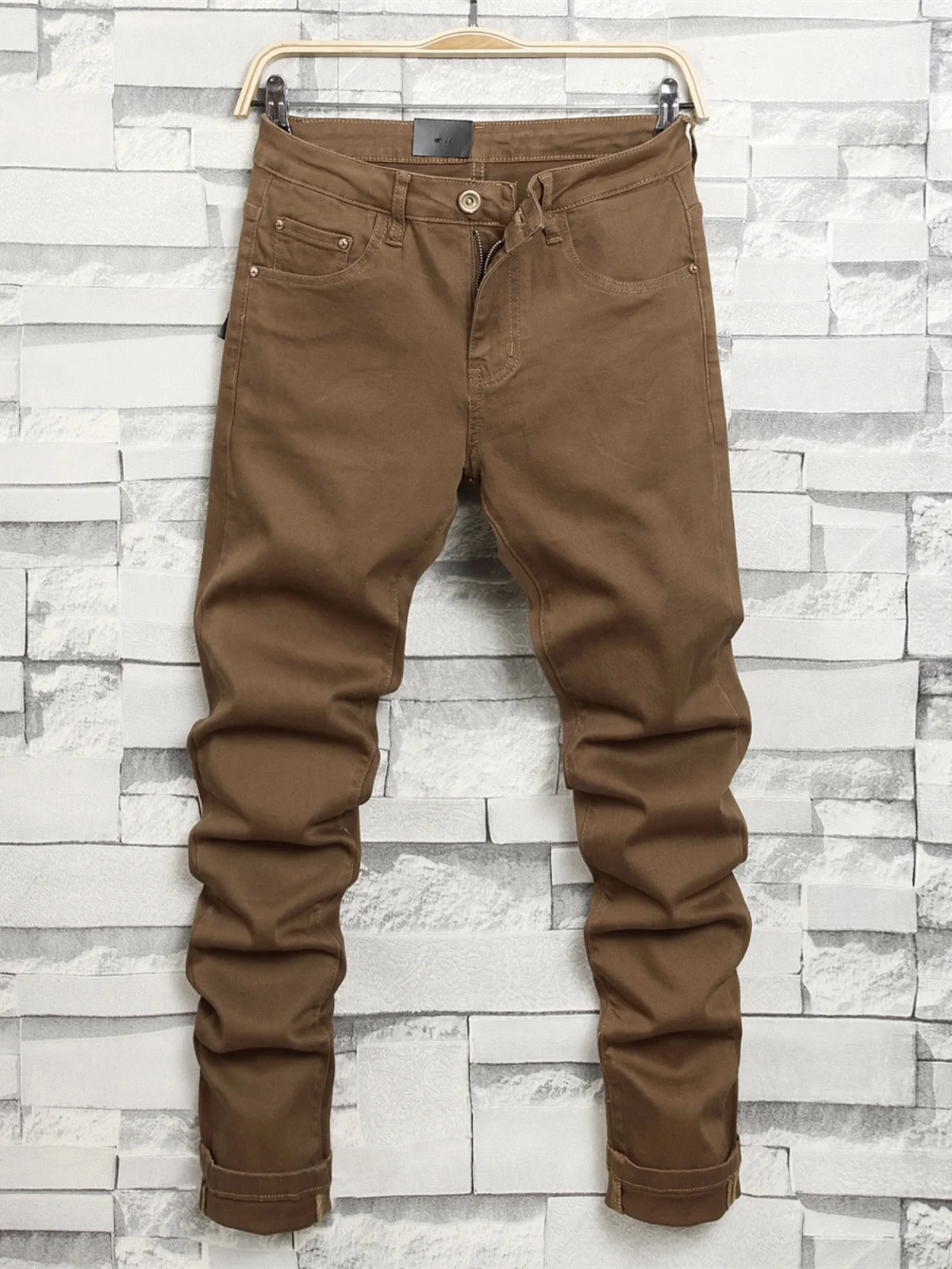 

Trendy High-End Men's Jeans Spring Autumn Workwear Pants Elastic Casual Versatile Slim Fit Bootcut Trousers Cotton Stretch Denim