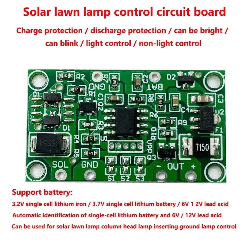 3.7V Solar Lawn Light Controller 6V 12V Solar Column Headlight Controller Board Module For arduino NEW