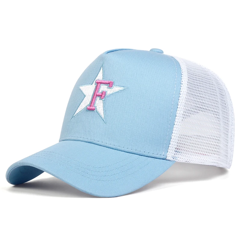 Topi bisbol bordir Pentagram huruf F, topi bisbol uniseks, topi kasual musim semi dan musim panas, topi luar ruangan dapat disesuaikan, topi tabir surya