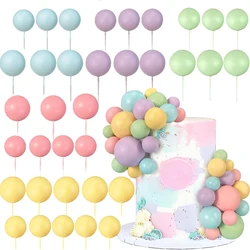 50pcs Rainbow Cake Topper Balls Macaron Balls Cake Toppers for Birthday Cake Decoration Baby Shower Wedding Party Supplies