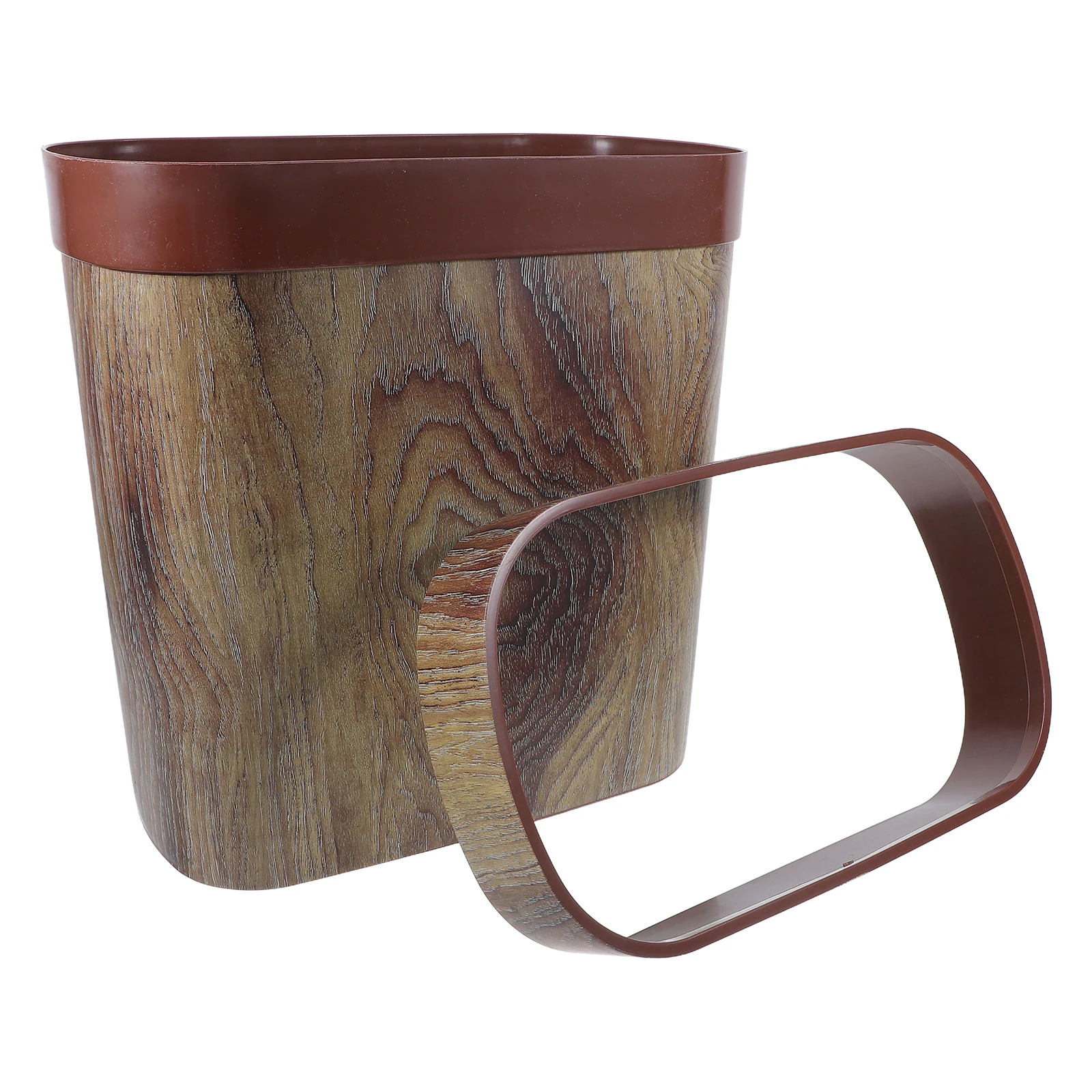 

Marbled Trash Can Waterproof Kitchen Bathroom Garbage Bin Marble Pattern Plastic Narrow Waste Basket Light Brown