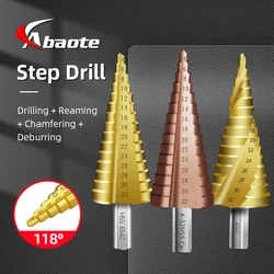 ABAOTE Step Drill Bit 4-12 4-20 4-32 1/4/5PCS Titanium Coated Wood Metal Hole Cutter Cone Drill Bits High Speed Steel Tools Set