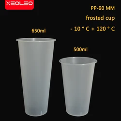 XEOLEO 500pcs Bubble tea cup ɸ90mm Mouth diameter 500ml/700ml Frosted Cup without lid Opaque cup for Cold drink/Milk tea