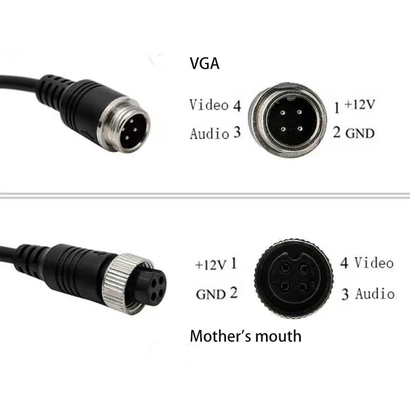 1M 4 Pin Core Male To Female Aviation Extension Video Connector Power Cable For Car Truck Bus Monitor Camera Wire