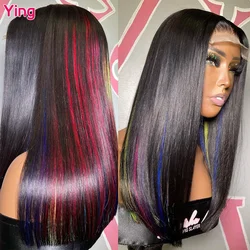 Ying Bone Straight Highlight Multicolor Pink 12 A 13x4 Lace Front Wig 13x6 Lace Front Wig PrePlucked 5x5 Transparent Lace Wig