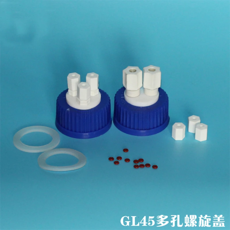 GL45 Porous Screw Cap System HPLC Mobile Phase Solvent Bottle 2-well 8/1