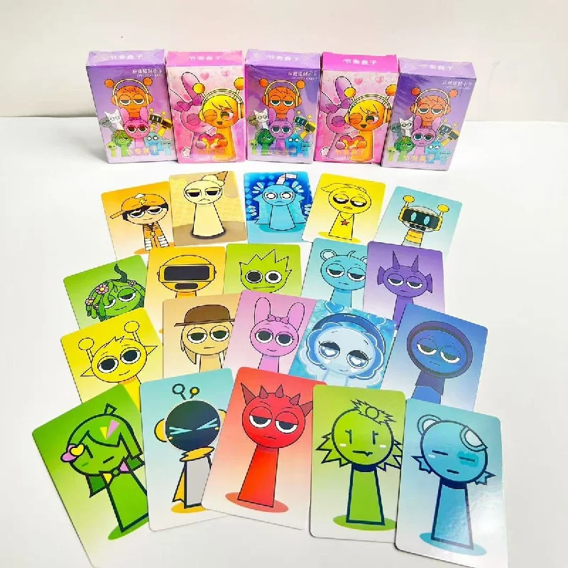 55pcs Incredibox Sprunki Double Sided Printing Card Cartoon Lomo Cards HD Photocard Kids Gift Collection Cards