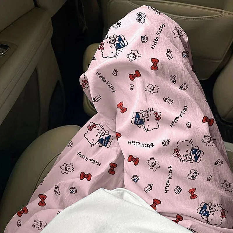

New Kawaii Sanrio Hello Kitty Cartoon Cotton Pajama Pants for Women Summer Homewear Loose and Thin Gift for Girls