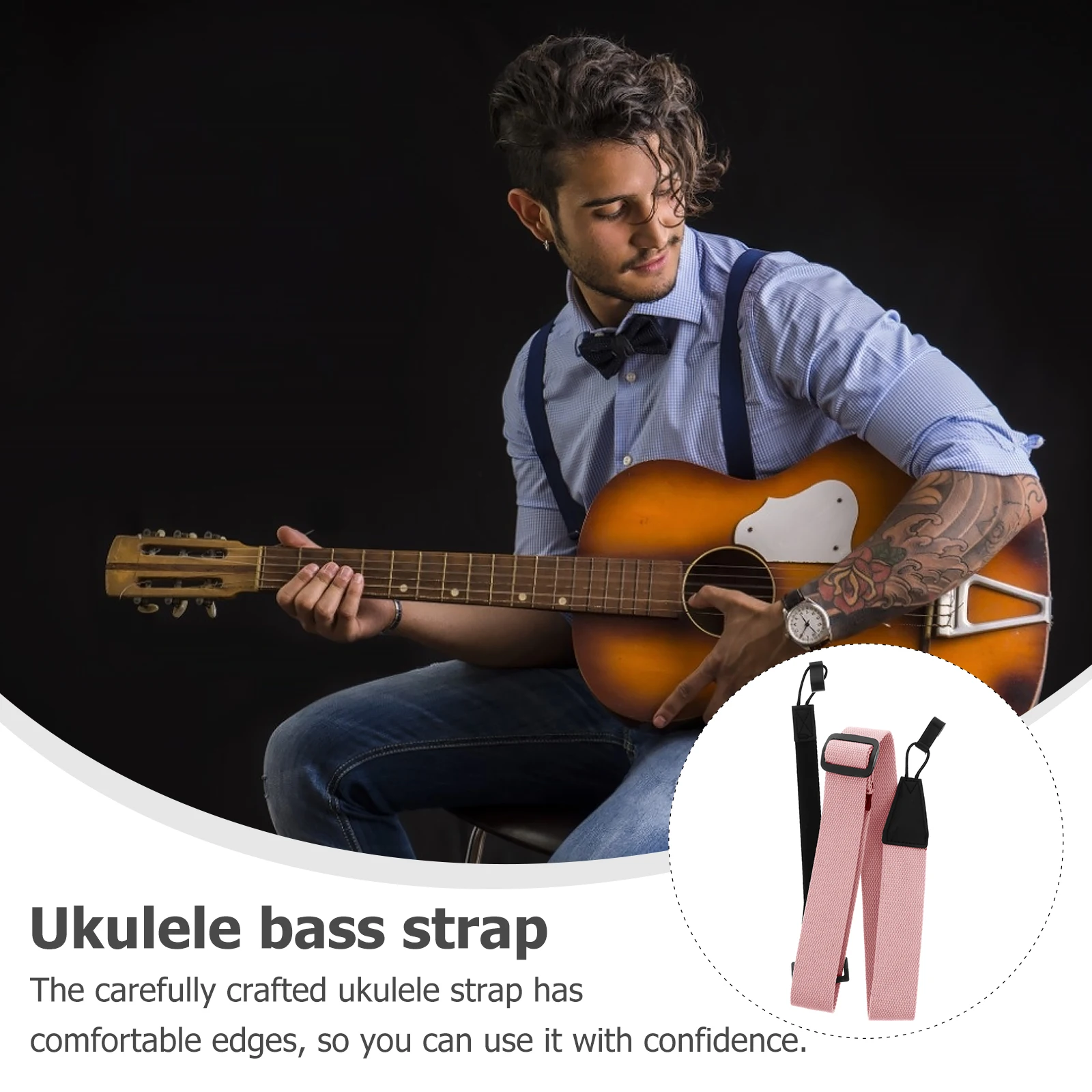 

with Adjustable Ukulele Strap Belt Double Hook Shoulder Instrument Cotton Child