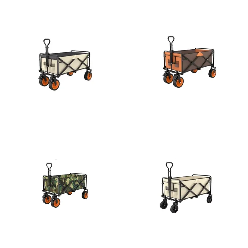 JP Camping Trolley Wagon Stroller With Four All Terrain Wheels Foldable Outdoor Beach Wagon Collapsible Folding Cart