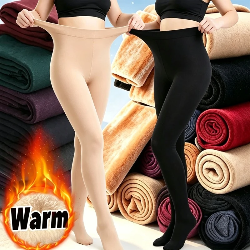 Winter Thicken Footed Tights Stockings Plus Size Multi Color Pantyhose Large Leggings Warm Stretch Opaque Hosiery Women Curvy
