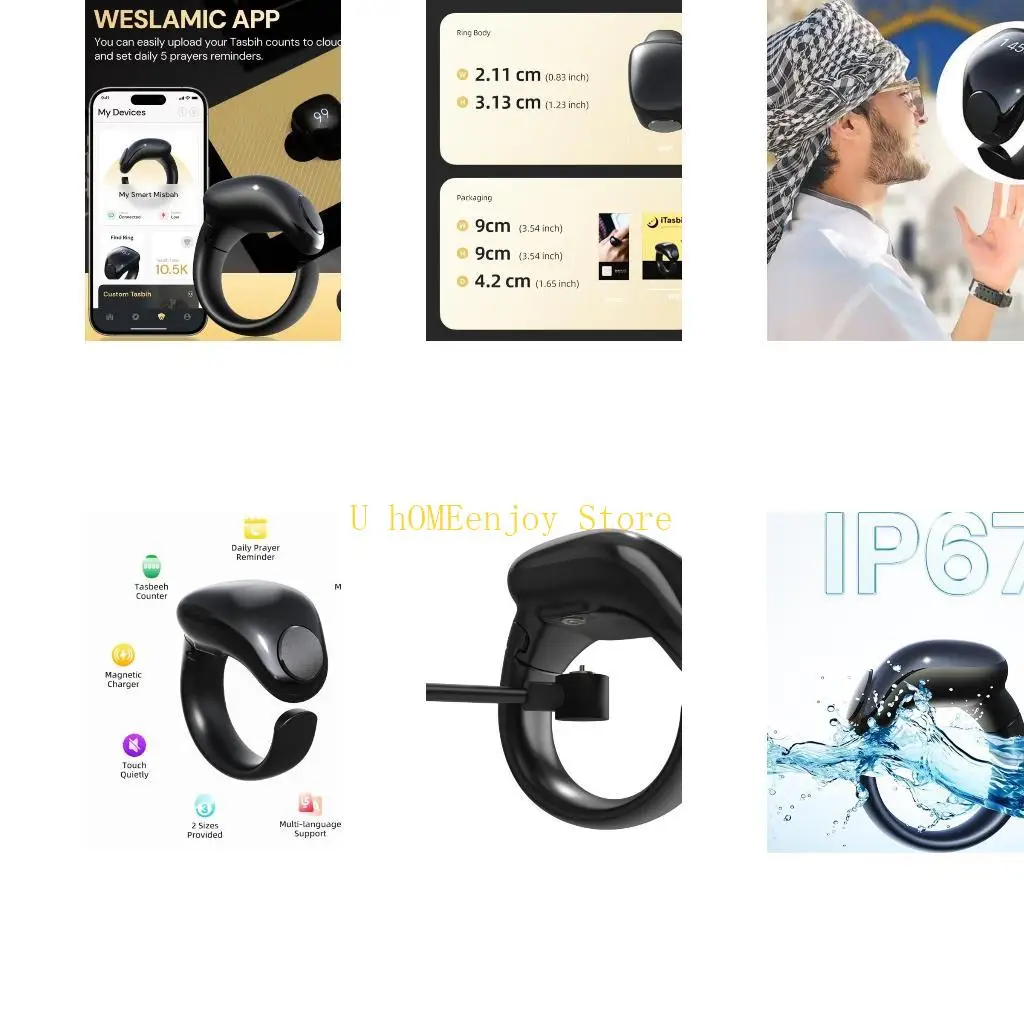 

B0KF Electronic Tasbih Counter Weslamic Itasbih Zikr Digital Counting Accessory for Prayers, Up to 9999 Counts Waterproof