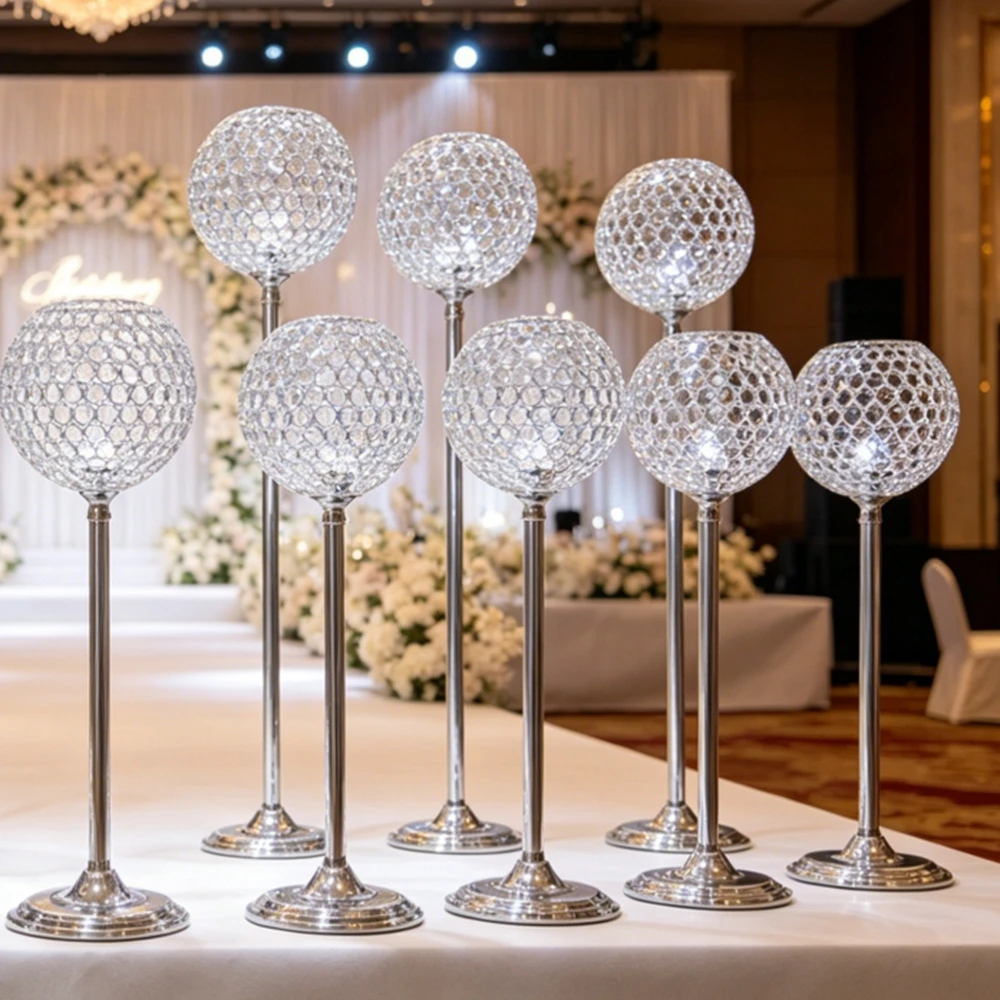 80-120cm 4-10pcsWedding Centerpiece  Tall Gold Acrylic Metal Candelabra and Chandelier Table Decoration for Event