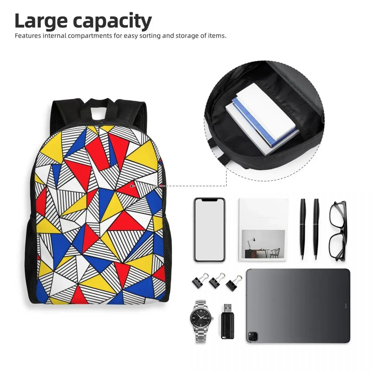 Custom Abstract Lines Geometric Mond Backpacks for Boys Girls School College Travel Bags Women Men Bookbag Fits 15 Inch Laptop