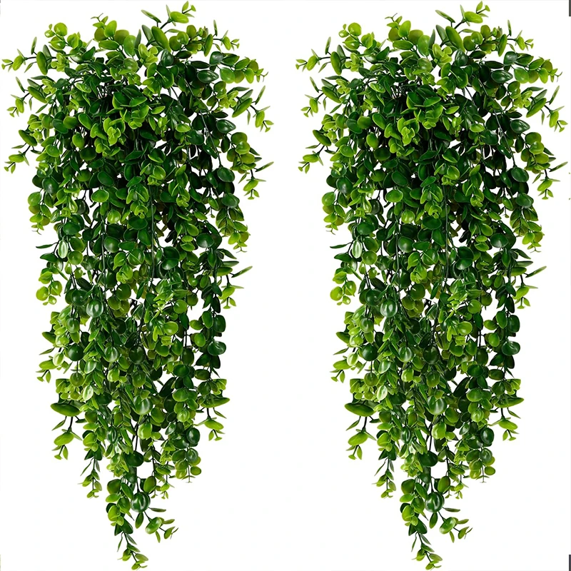 Plantas Artificiales Colgantes, Hojas de Eucalipto Falsas, Guirnalda Verde, Plantas de Plástico Resistentes a los Rayos UV para Decoración de Bodas y Hogar DIY