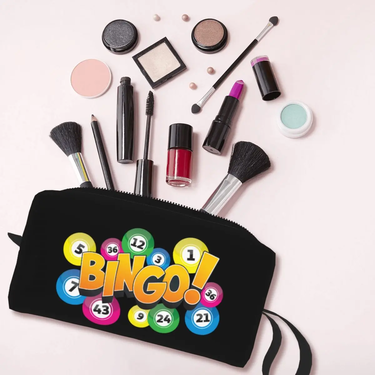 Bolsa de cosméticos de Bingo para mujer, estuche de maquillaje de gran capacidad, bolsas de aseo de almacenamiento de belleza, moda popular