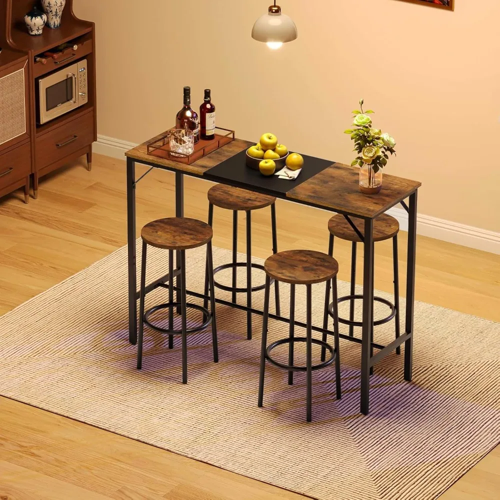 Для барного стола HOOBRO, прямоугольный стол для паба 47,1, стол для паба с высокой стойкой, длинный барный стол для небольшого пространства, узкий H Для барного стола HOOBRO, прямоугольный стол для паба 47,1, стол для паба с высокой стойкой, длинный барный стол для небольшого пространства, узкий H