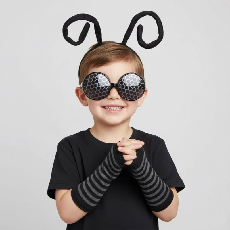 R1WE อุปกรณ์ประกอบฉากเครื่องแต่งกายที่สามารถปรับได้พร้อมหูฟังแบบยืดหยุ่นแขนแว่นตาผ้าปฏิบัติ