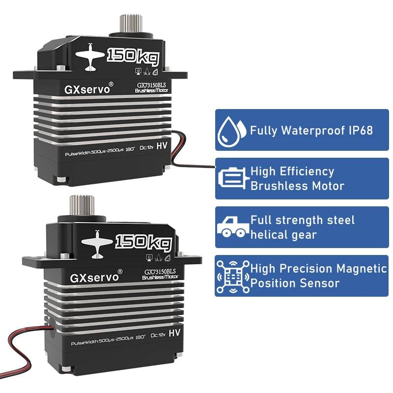 Gx servo 150KG Servo High Volta ingranaggio elicoidale in acciaio pieno resistenza Crawler Robot Parts 1/5 motore brushless programmabile