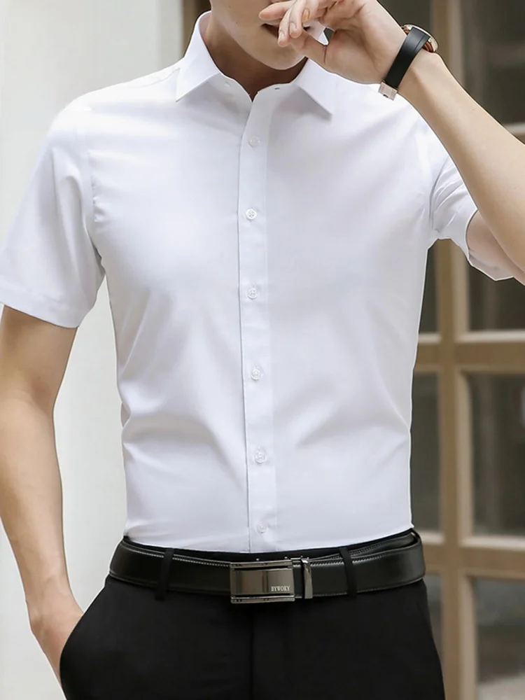 

White ort Sve irt Men's Formal Clothing Summer New Trend Casual irt Youth Polyester Blend arp Tailoring