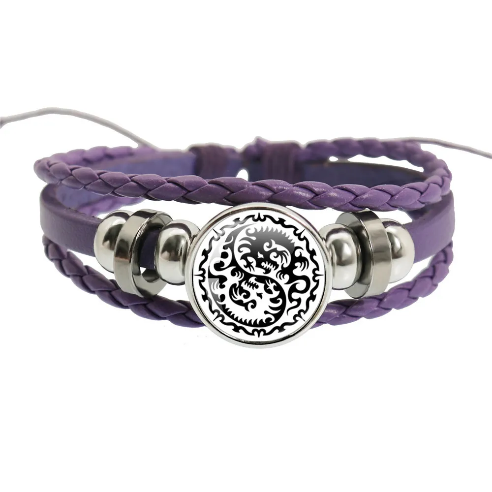 Yin Yang Dragon Tai Chi Couple Bracelet Pendant Leather Rope Adjustable Bracelet Women Men Jewelry Gift image 5