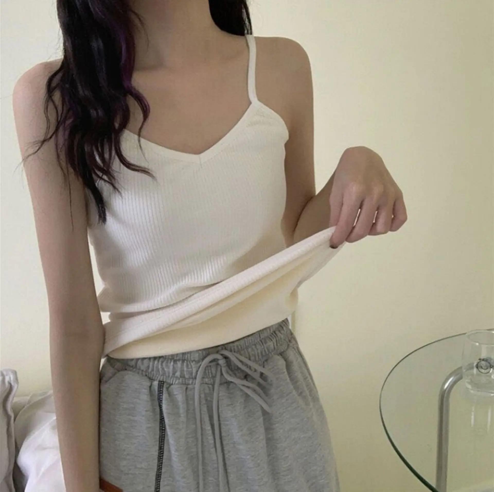 

thermal woman interior shirt Solid Color Slim Cozy Thermal Underwear Camisole Warm Sling Vest Top Bottoming Clothing