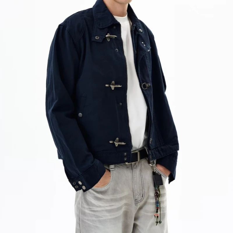 Decorative Button Jacket for Men in Autumn